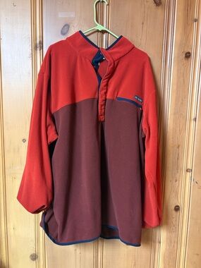 Columbia 3XLT Colorblock Red and Maroon Fleece Pullover with Navy Trim